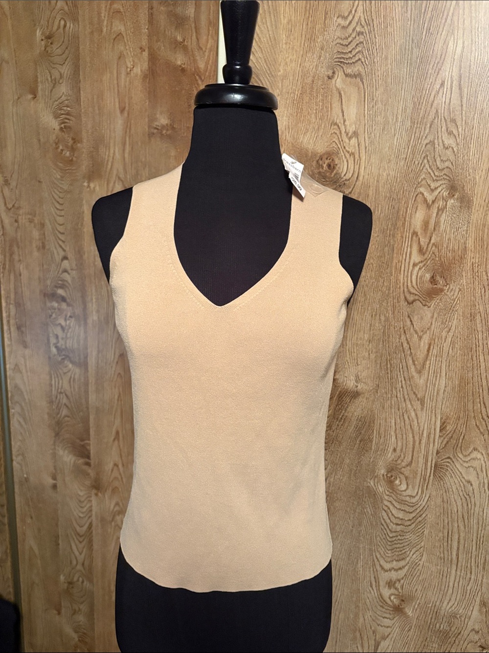 Sleeveless V-Neck Tank Top in Beige